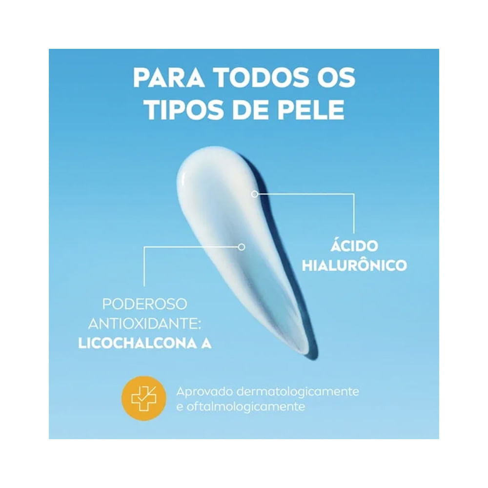 Textura do Sérum Facial Nivea Sun Primer 2 in 1 Daily UV FPS 70 destacando ácido hialurônico e antioxidantes